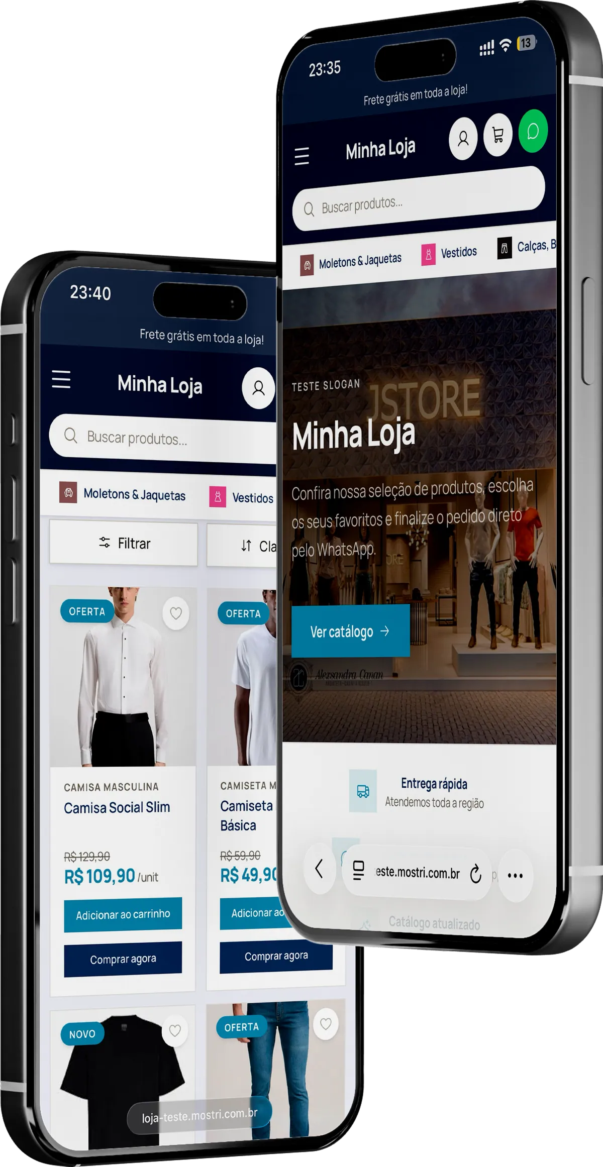 Mockup do catálogo Mostri no celular